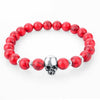 Natural Lava Stone Multicolor Beaded Skull Bracelet-Skull Bracelet-Innovato Design-Red-Innovato Design