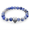 Natural Lava Stone Multicolor Beaded Skull Bracelet-Skull Bracelet-Innovato Design-Dark Blue-Innovato Design