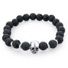 Natural Stone Elastic Beaded Skull Bracelet-Skull Bracelet-Innovato Design-Black-Innovato Design