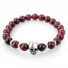 Natural Stone Elastic Beaded Skull Bracelet-Skull Bracelet-Innovato Design-Dark Red-Innovato Design
