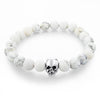Natural Stone Elastic Beaded Skull Bracelet-Skull Bracelet-Innovato Design-White-Innovato Design