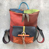 Multi-color Leather Cowhide Backpack with Patchwork Design-Leather Backpacks-Innovato Design-Innovato Design