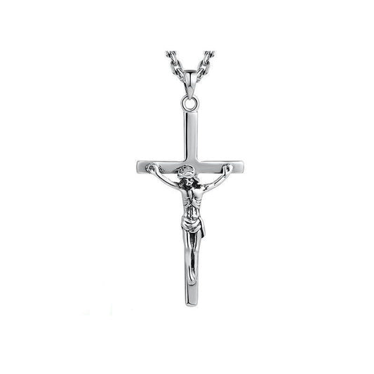 Jesus Christianity Cross 925 Sterling Silver Vintage Pendant-Necklaces-Innovato Design-23.62in-Innovato Design