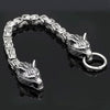 Norse Wolf Heads Viking Bracelet with Byzantine Chain-Bracelets-Innovato Design-6.7-Innovato Design