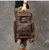 Retro Brown Leather Travel Backpack 36 to 55 Litre for Men-Canvas and Leather Backpack-Innovato Design-Innovato Design