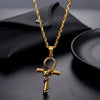 Egyptian Ankh Cross with Snake Pendant and Chain Necklace-Necklaces-Innovato Design-Silver-Innovato Design