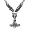 Norse Snake Chain Necklace with Thor's Hammer, Wolf and Worrier Pendant-Necklaces-Innovato Design-Thor's Hammer-20-Innovato Design
