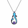 925 Sterling Silver Dolphin Opal Gemstone Pendant and Chain Necklace-Necklaces-Innovato Design-Black & Purple-Innovato Design