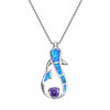 925 Sterling Silver Dolphin Opal Gemstone Pendant and Chain Necklace-Necklaces-Innovato Design-Black & Purple-Innovato Design