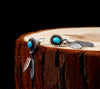 Turquoise Stone Gold Feather 925 Sterling Silver Vintage Fashion Long Stud Earrings-Earrings-Innovato Design-Silver Gold-Innovato Design