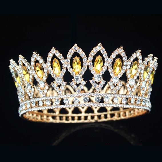 Princes & Queen Baroque Tiaras and Crowns for Women-Crowns-Innovato Design-Gold Yellow-Innovato Design