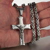 Stainless Steel Silver Multilayer Crucifix Pendant Byzantine Chain Necklace-Necklaces-Innovato Design-18-Innovato Design
