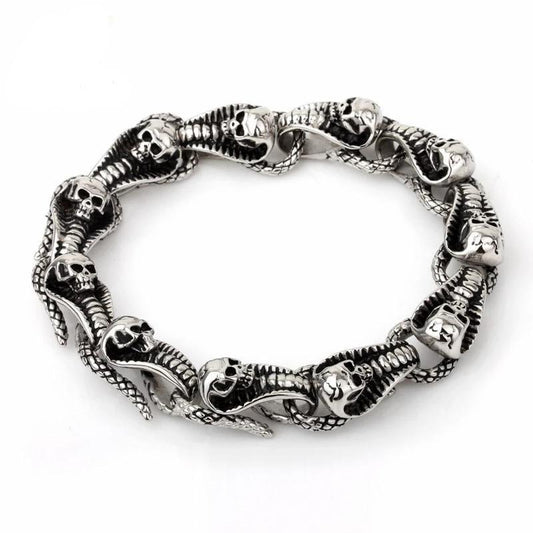 Men’s Stainless Steel Cobra Skull Bracelet-Skull Bracelet-Innovato Design-Innovato Design