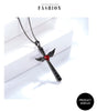 Black Wings Ruby Heart Cross Pendant and Chain Necklace-Necklaces-Innovato Design-Innovato Design
