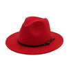 Vintage Solid Color Felt Fedora Hat with Belt-Hats-Innovato Design-Red-Innovato Design