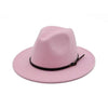 Vintage Solid Color Felt Fedora Hat with Belt-Hats-Innovato Design-Pink-Innovato Design