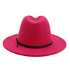 Vintage Solid Color Felt Fedora Hat with Belt-Hats-Innovato Design-Rose Red-Innovato Design