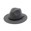 Vintage Solid Color Felt Fedora Hat with Belt-Hats-Innovato Design-Light Grey-Innovato Design