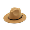 Vintage Solid Color Felt Fedora Hat with Belt-Hats-Innovato Design-Camel-Innovato Design