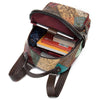 Genuine Leather Embossed Floral Backpack with Patchwork Design-Leather Backpacks-Innovato Design-Innovato Design