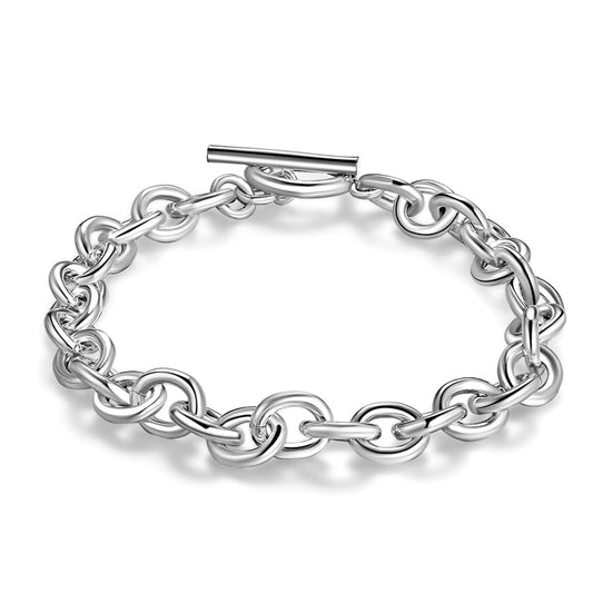 Circular Link Chain 925 Sterling Silver Trendy Bracelet-Bracelets-Innovato Design-Innovato Design