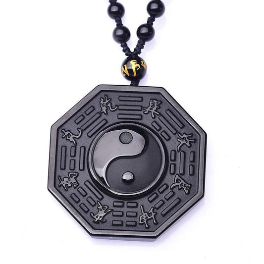 Black Obsidian Yin & Yang Crystal Stone Necklace-Necklaces-Innovato Design-Innovato Design