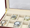 Dark Brown Wood Finish Watch Case Display 2 Layer Storage-Watch Box-Innovato Design-Innovato Design