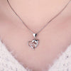 925 Sterling Silver Dolphin Mom & Baby Heart Pendant with Rose Gold and Zirconia Crystals-Necklaces-Innovato Design-Innovato Design