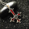 Inverted Silver Gothic Cross Pendant with Blood Red Inlay-Necklaces-Innovato Design-Innovato Design
