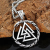 Viking's Valknut Amulet Pendant Necklace with Byzantine Chain-Necklaces-Innovato Design-Byzantine-20-Innovato Design