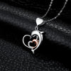 925 Sterling Silver Dolphin Mom & Baby Heart Pendant with Rose Gold and Zirconia Crystals-Necklaces-Innovato Design-Innovato Design
