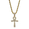 Metallic Ankh Pendant with Cubic Zirconia Crystals and Chain Necklace-Necklaces-Innovato Design-Gold-Innovato Design
