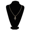 Metallic Ankh Pendant with Cubic Zirconia Crystals and Chain Necklace-Necklaces-Innovato Design-Silver-Innovato Design