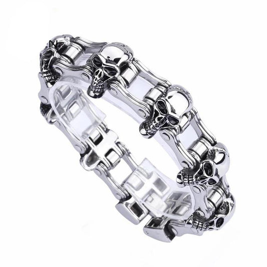 Men’s Stainless Steel Skull Biker Link Chain Bracelet-Skull Bracelet-Innovato Design-Innovato Design