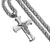 Stainless Steel Two-Tone Crucifixion Necklace Byzantine Chain-Necklaces-Innovato Design-Silver-20inch-Innovato Design