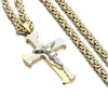Stainless Steel Two-Tone Crucifixion Necklace Byzantine Chain-Necklaces-Innovato Design-Silver & Gold-20inch-Innovato Design
