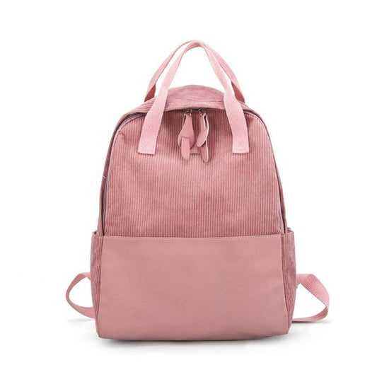 Fashion Corduroy 20 to 35 Litre Backpack for Women-corduroy backpacks-Innovato Design-Pink-Innovato Design