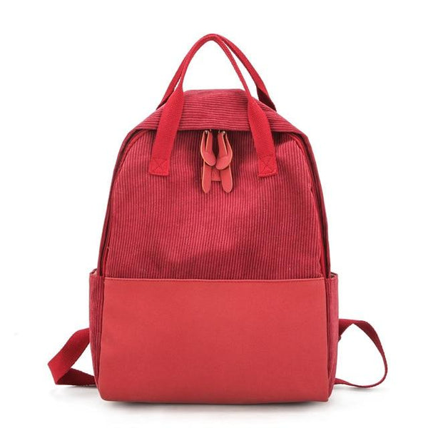 Fashion Corduroy 20 to 35 Litre Backpack for Women-corduroy backpacks-Innovato Design-Red-Innovato Design