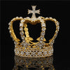 Royal Queen & King Crown with Zirconia and Cross for Wedding-Crowns-Innovato Design-Gold-Innovato Design