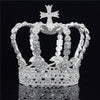 Royal Queen & King Crown with Zirconia and Cross for Wedding-Crowns-Innovato Design-Silver-Innovato Design