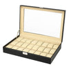 Black Leather Watch and Jewelry Storage Storage Box-Watch Box-Innovato Design-24 Slots-Innovato Design