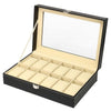 Black Leather Watch and Jewelry Storage Storage Box-Watch Box-Innovato Design-12 Slots-Innovato Design
