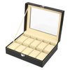 Black Leather Watch and Jewelry Storage Storage Box-Watch Box-Innovato Design-10 Slots-Innovato Design