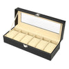 Black Leather Watch and Jewelry Storage Storage Box-Watch Box-Innovato Design-6 Slots-Innovato Design