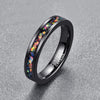 4mm Black Tungsten Carbide with Opal Inlay Slim Type Wedding Band-Rings-Innovato Design-5-Innovato Design