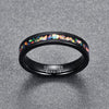 4mm Black Tungsten Carbide with Opal Inlay Slim Type Wedding Band-Rings-Innovato Design-5-Innovato Design