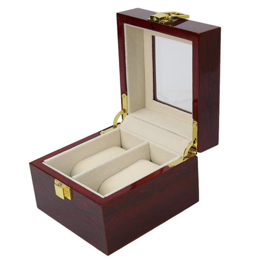 Burgundy Wood Watch and Jewelry Box with 2 Compartments-Watch Box-Innovato Design-Innovato Design