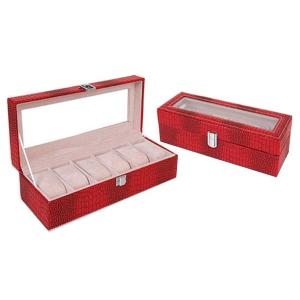 Red Leather Watch and Jewelry Display Storage Box-Watch Box-Innovato Design-Red-Innovato Design