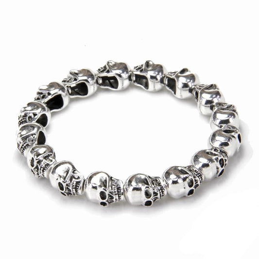 925 Sterling Silver Skull Beads Bracelet-Skull Bracelet-Innovato Design-6.3 inch-Innovato Design