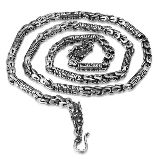 925 Sterling Silver Dragon Necklace for Men-Necklaces-Innovato Design-19.7 inch-Innovato Design